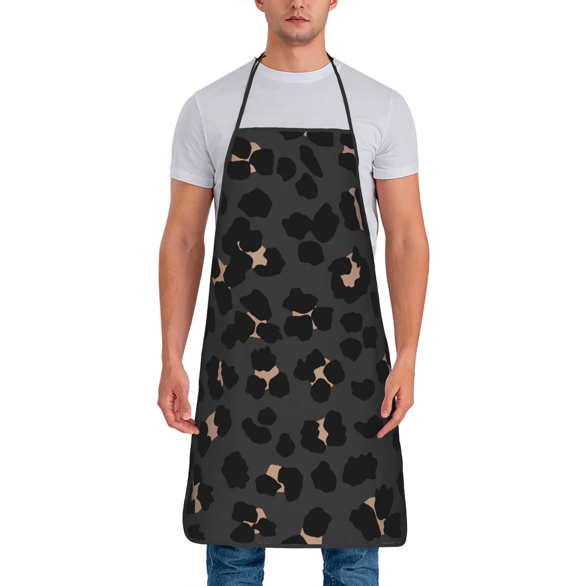 Leopard print  Apron  Household Barber Kitchen Accessories Barbecue Fashion Aprons without Pocket