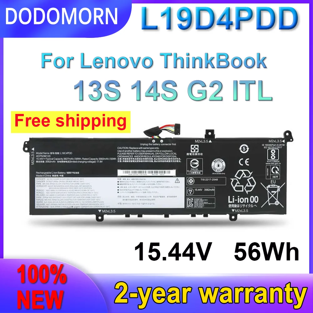 

DODOMORN New L19D4PDD L19M4PDD L19C4PDD Battery For Lenovo 5B10Z37621 SB10Z37619 5B10Z37617 5B10Z37618 ThinkBook 13S 14S G2 ITL