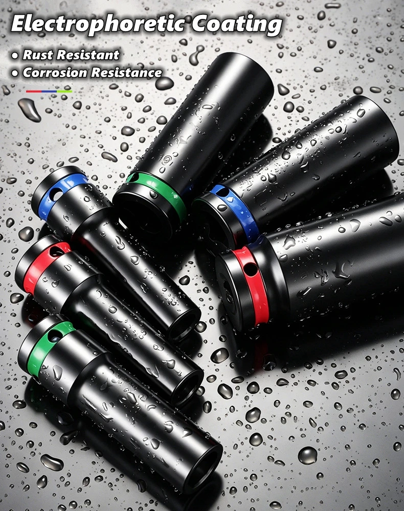 8-24mm 1/2 Zoll Antrieb Schlagschrauber-Steckschlüsselsatz Schlagschrauber-Steckschlüssel Cr-Mo Sechskant-Steckschlüssel CR-V ​ Motorrad-Reparaturwerkzeug zum Entfernen von Muttern – Detail 6
