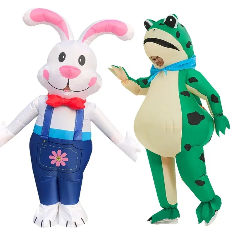 Anime Pourim lapin gonflable dinosaure Costume équitation T Rex Air Blow Up drôle Halloween grenouille pour adultes hommes femmes R