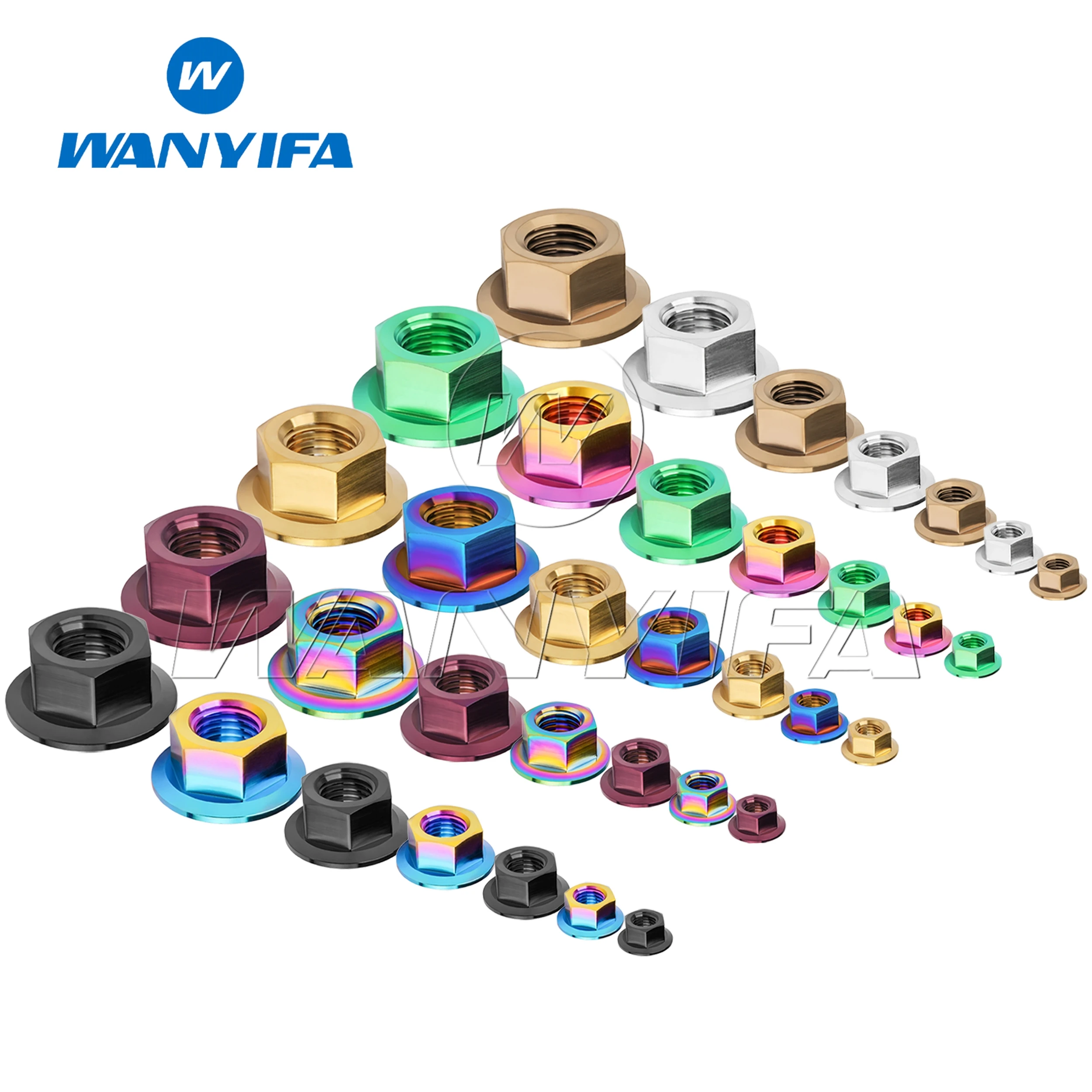 Wanyifa Titanium Nut M5 M6 M8 M10 M12 M14 M16 Flange Nut Screw Bolt for Motorcycle Bicycle Bike