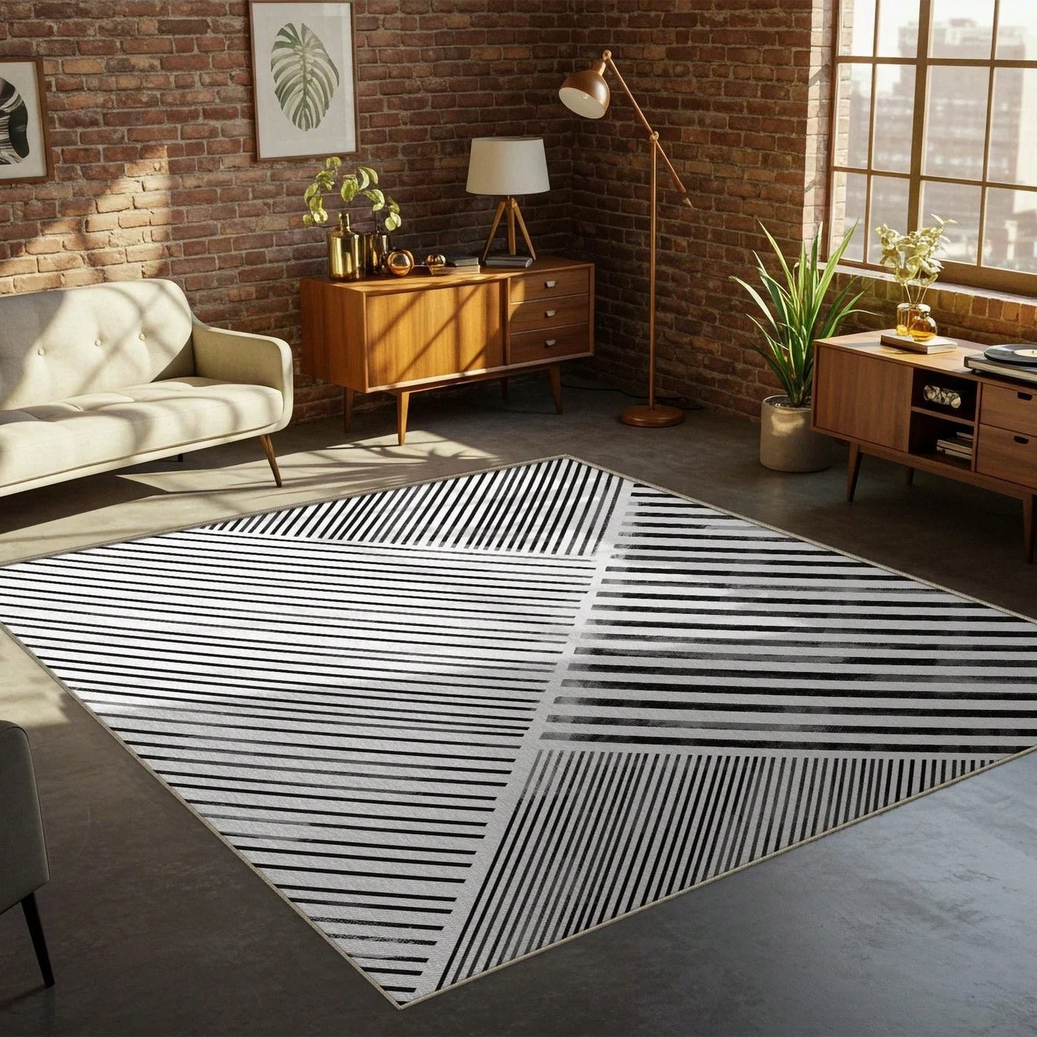 Medieval Modern Abstract Style Carpet, Washable, Suitable for Living Room Design.