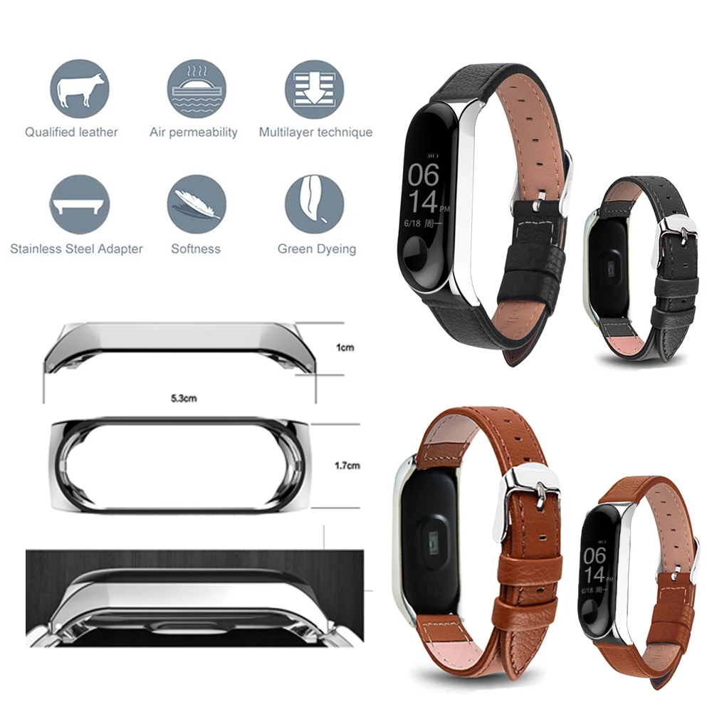 Bracelet for Xiaomi Mi Band 6 5 4 leather Strap Replacement Wristband MiBand 6 4 band5 Strap for Amazfit xiaomi Mi Band strap