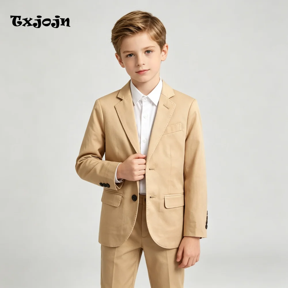 Formal Boys Suit Classic Homecoming Tuxedos 2-piece Set Trend Notched Lapel Jacket Single Breasted Wedding Blazer Pants