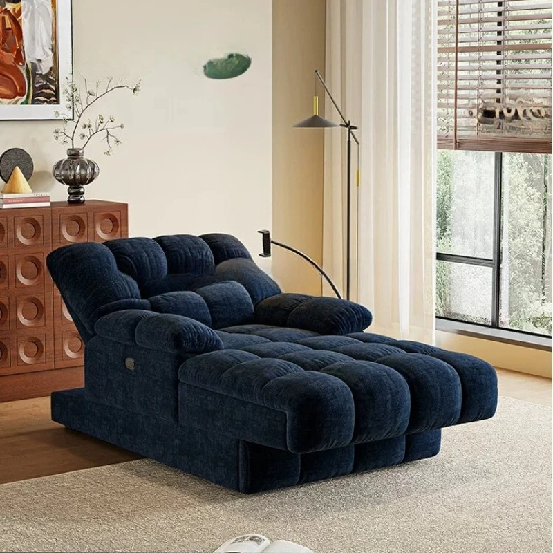 

Electric lazy multi-functional recliner small apartment bedroom balcony retro chenille single concubine chair sofa
