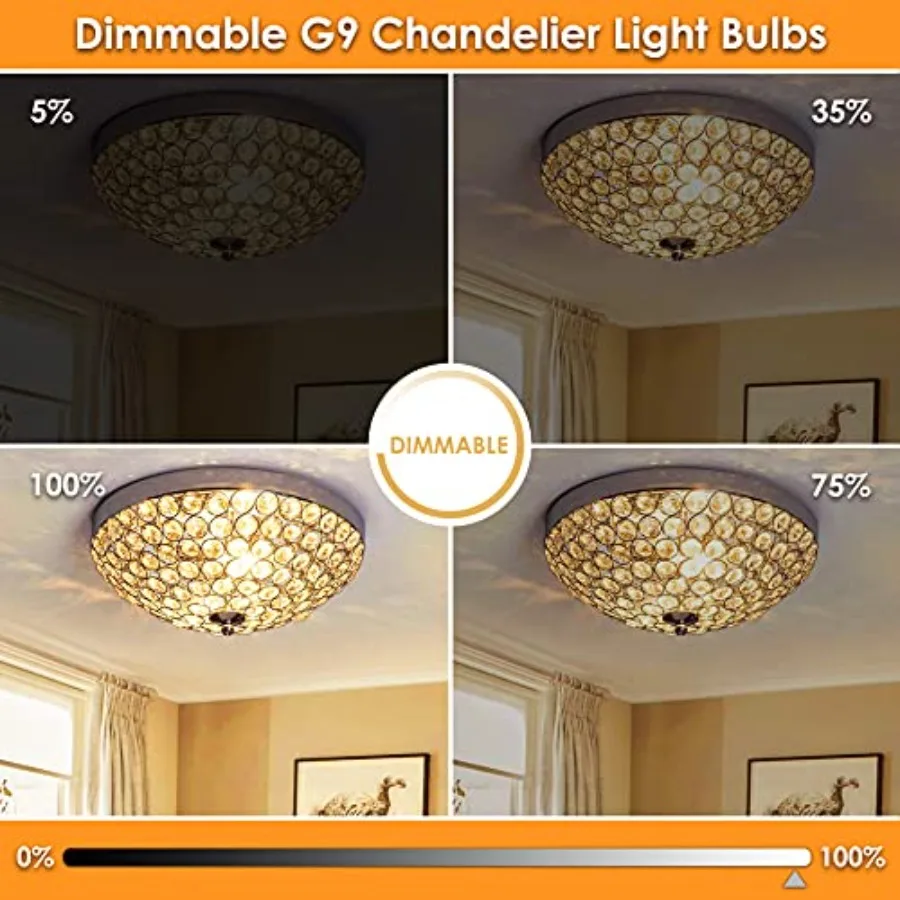 G9 LED Bulb Dimmable 6 Pack, T4 G9 4W Replacement for 40 Watts Halogen, Ceramic Bi Pin Base, 120V 400 Lumen 360°Beam Angle, G9