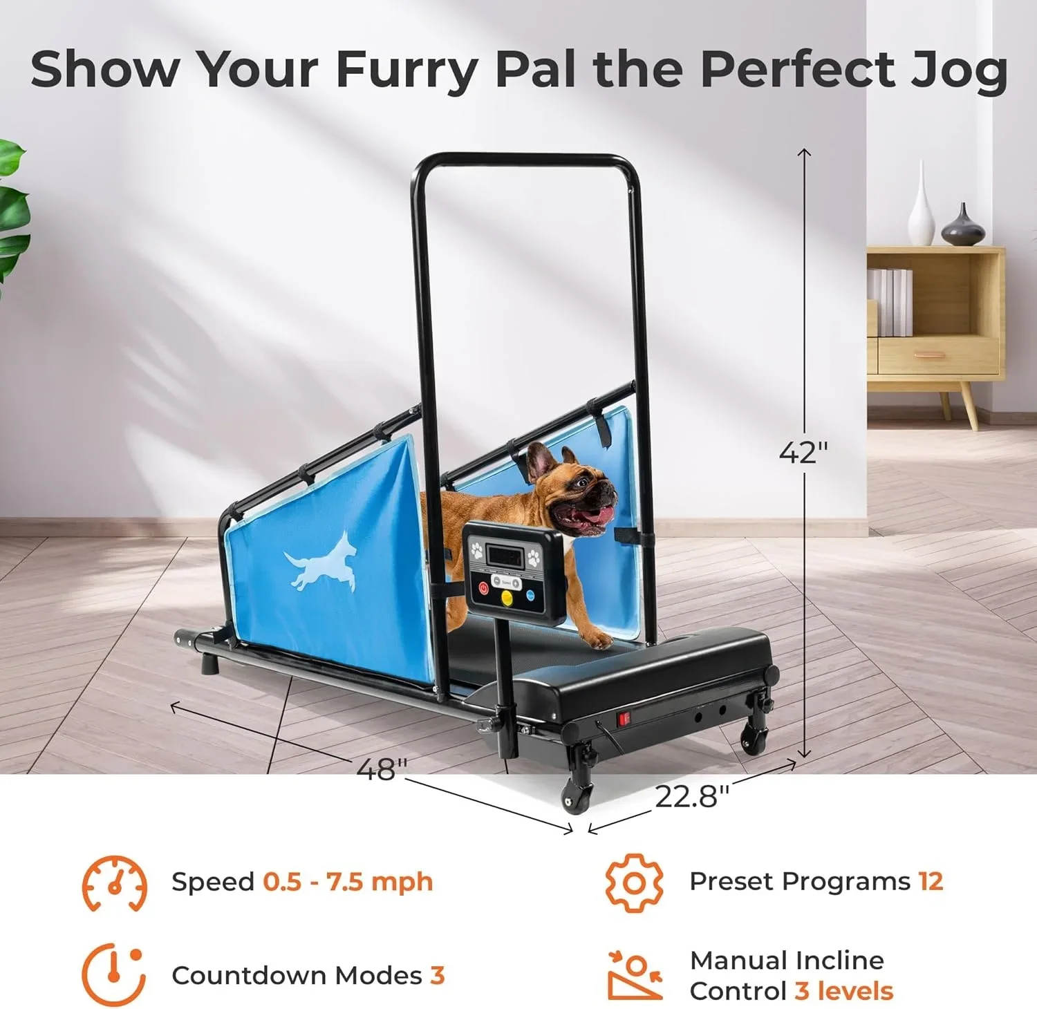 Wellshow Sport Dog Treadmill Pet Treadmill Dog Pacer Treadmill Indoor Dog Running Machine up to 130lbs