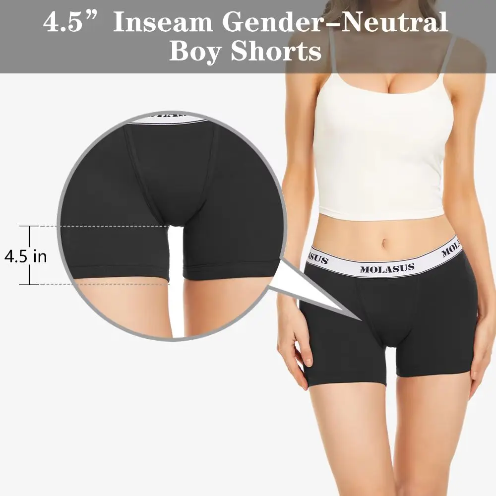 4PCS Women's Plus Size Soft Breathable Cotton Boxer Briefs Set Boy Shorts Inseam Safety Panties for Daily Casual Wear S to 5XL