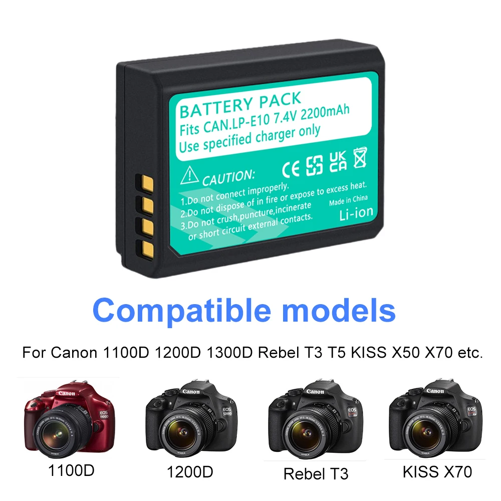 LP-E10 LP E10 LPE10 Camera Batteries+LCD USB Dual Charger for Canon EOS 1100D 1200D 1300D Kiss X50 X70 X80 Rebel T3 T5 T6 L10