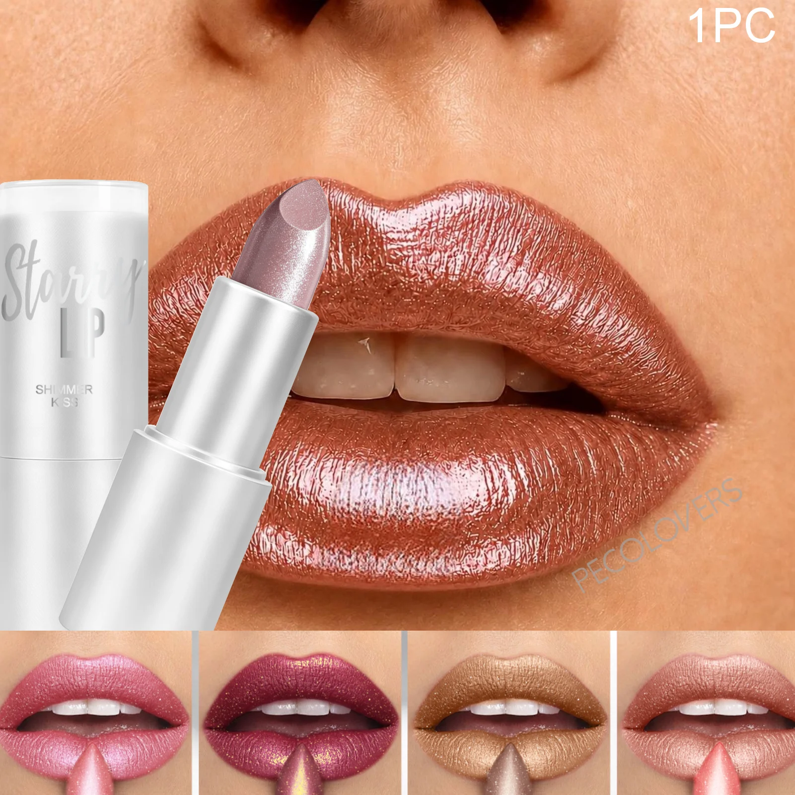 1pc Shimmer Velvet Lipstick, a Metallic Pearl Lipstick with Lasting -Glow And Sparkle, Perfect for Women'S Festival Gifts