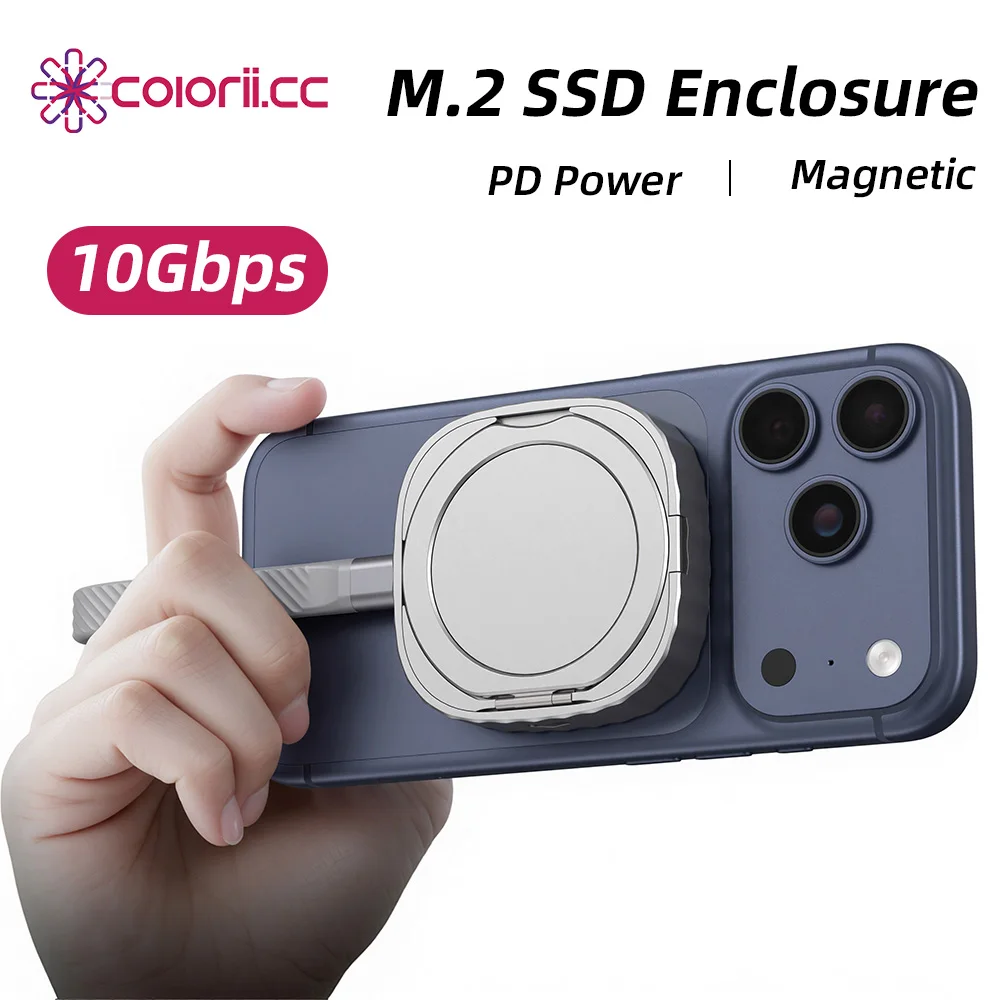

Magnetic M.2 2230 NVMe SSD Enclosure USB C 3.2 Gen2 10Gbps Magsafe Case with Stand 100W PD Fast Charging for iPhone 17 ProRes