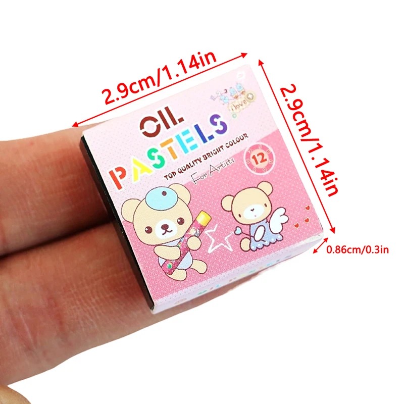 1Set 1:12 Dollhouse Miniature Crayon Color Pencil Box Model Kids Pretend Play Toy Doll House Decor Accessories