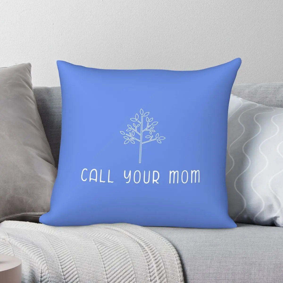 Call Your Mom Pillowcase Polyester Linen Velvet Pattern Zip Decor Pillow Case Car Cushion Cover