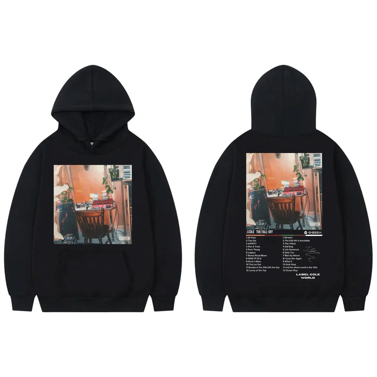 

Rapper J Cole The Fall Off Album Graphic Hoodie Fashion Hip Hop Retro Hooded Sweatshirts Men Women Casual Loose Fleece Pullovers