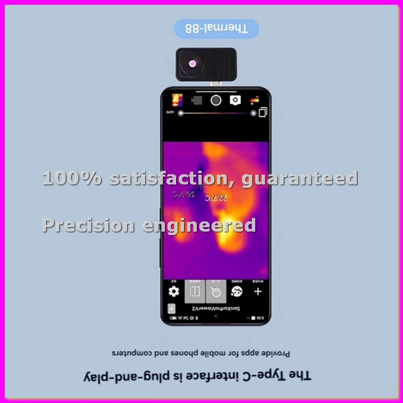 

Infrared Thermal Imaging Camera, 160x120 Resolution, Type-C Port Plug and Play Options, for 88° FOV, Aluminum Case-ABVP