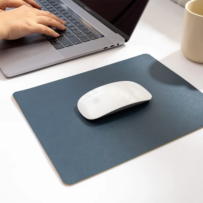 Square small double-sided leather mouse pad, office computer desk, simple keyboard, convenient desk pad