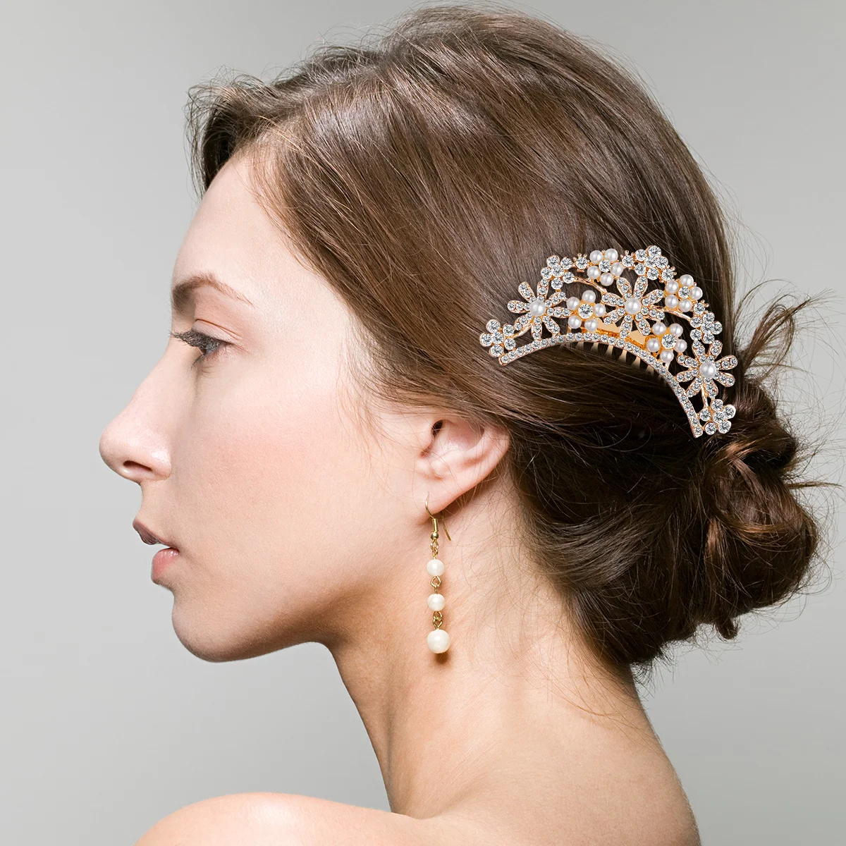 

4 шт., великолепная заколка для волос со стразами и жемчугом, головные уборы для свадебной вечеринки, элегантная прическа, очаровательный подарок, заколка для волос из розового золота, расческа