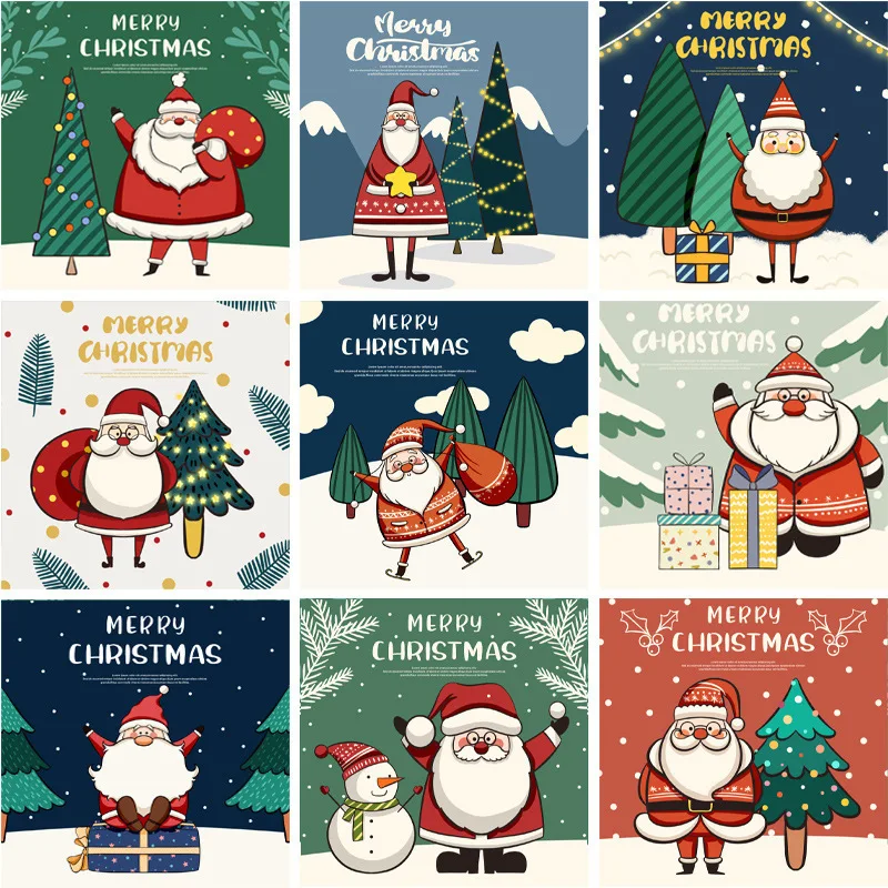

30 Christmas Cards Cartoon Santa Claus Snowman Blessing Letter to greeting card thank you cards for business gifts postcards