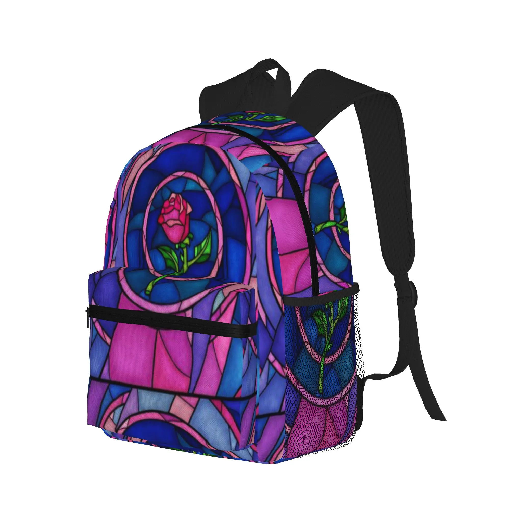 A Single Rose in the Stained Glass Window  Casual Backpack for Students and Adults Bags for women