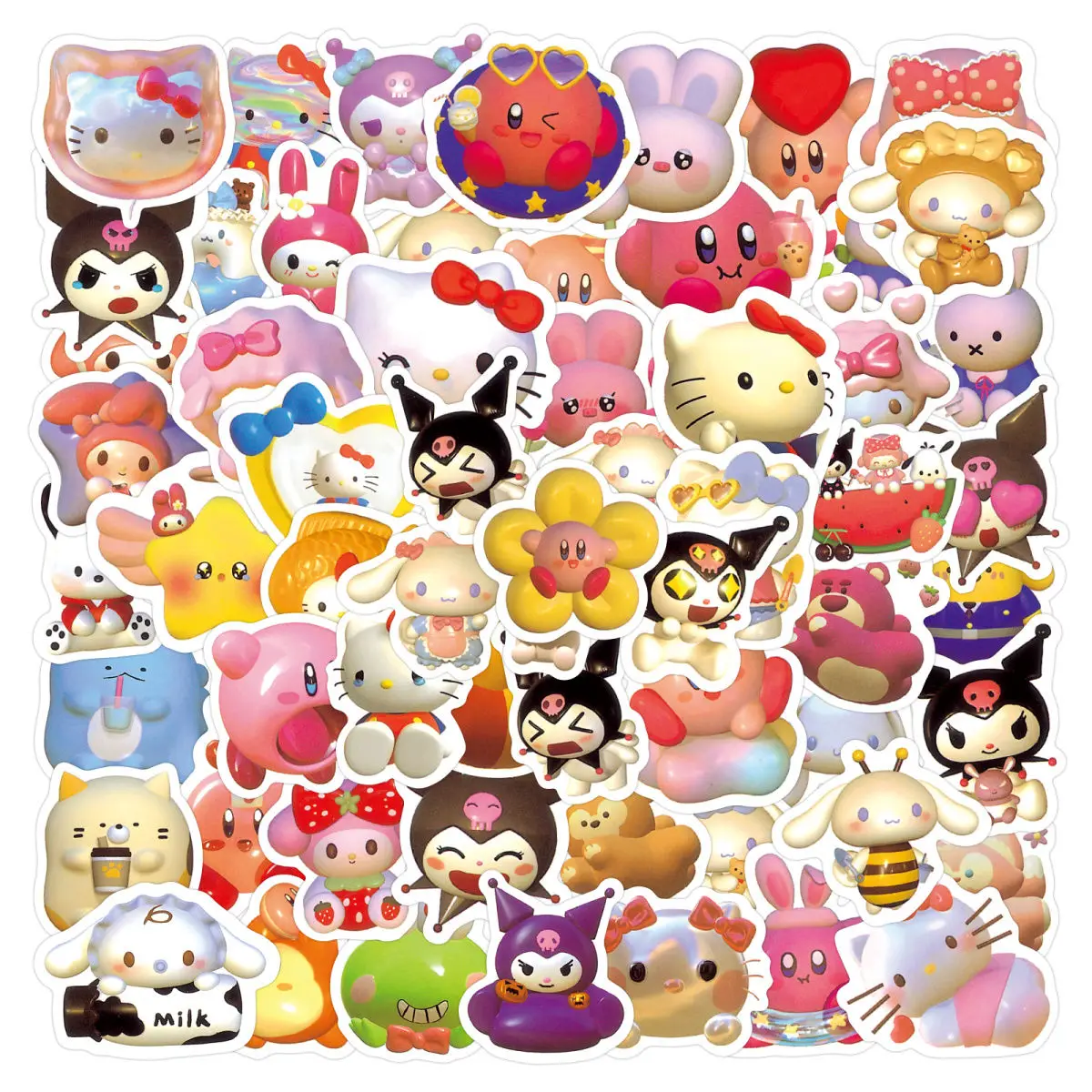 100pcs Non-duplicate Sanrio Cute Hello Kitty Kuromi Children DIY Waterproof Sticker