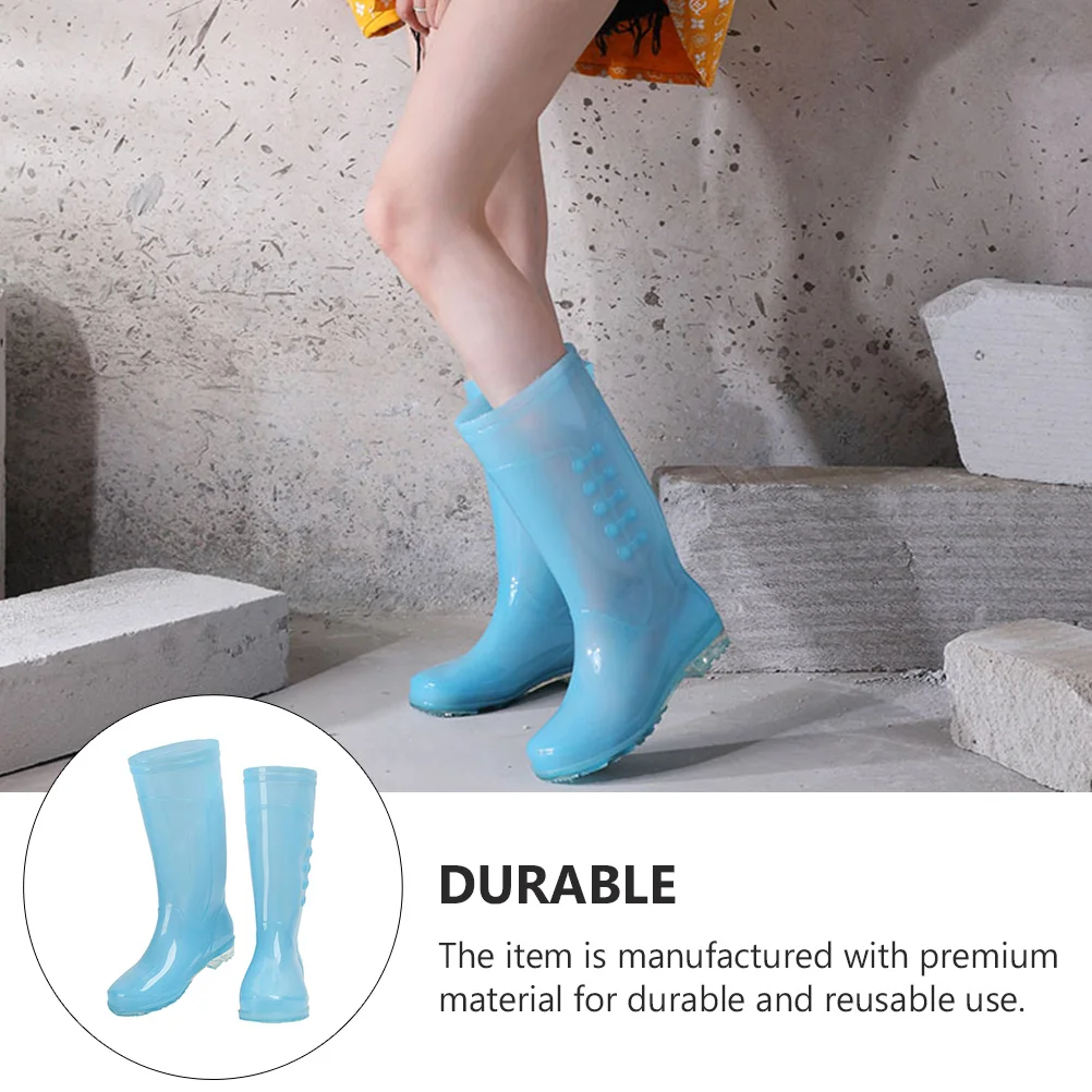 

Waterproof Rain Boots Knee High Transparent Women Tall Adult Outdoor Men Shoe Protector Anti Skid Design Practical Use Portable