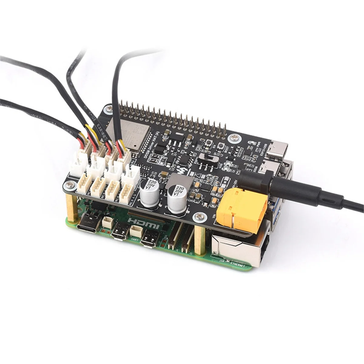 

Waveshare DDSM Driver Board Direct Drive Servo Hub Motor Driver HAT Integrates ESP32 JSON Directive for DDSM210/DDSM115