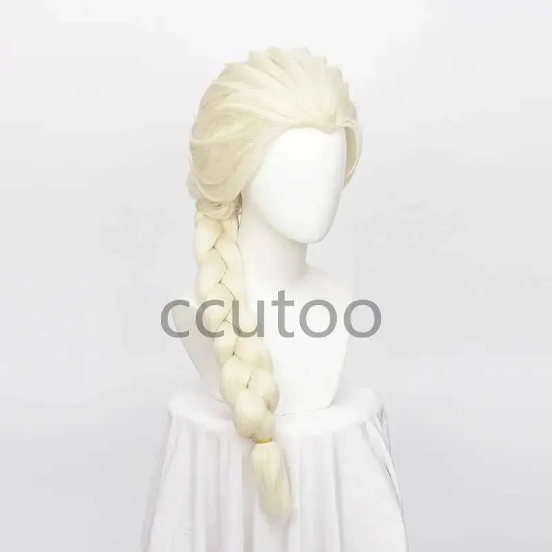 Парик CCUTO Эльзы, синтетический блондин, плетеный стиль, парик для косплея, Хэллоуин, карнавал, вечеринка, персонаж + шляпа-парик W 240808