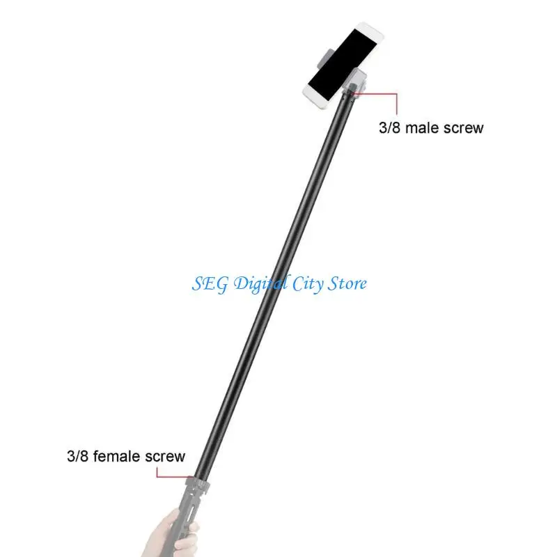 

U75B 3/8 Extension Rod for Tripods Monopods Fill Light 12mm Aluminum Extender for Camera Fill Light Mount Stability