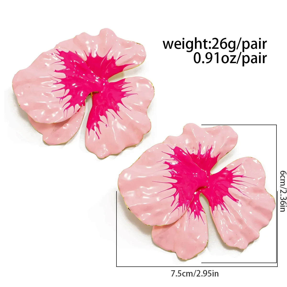 Irregular Sweet Gradient Enamel Fold Colorful Flower Earrings for Women Party Fashion Jewelry Minimalist Accessories Wholesale