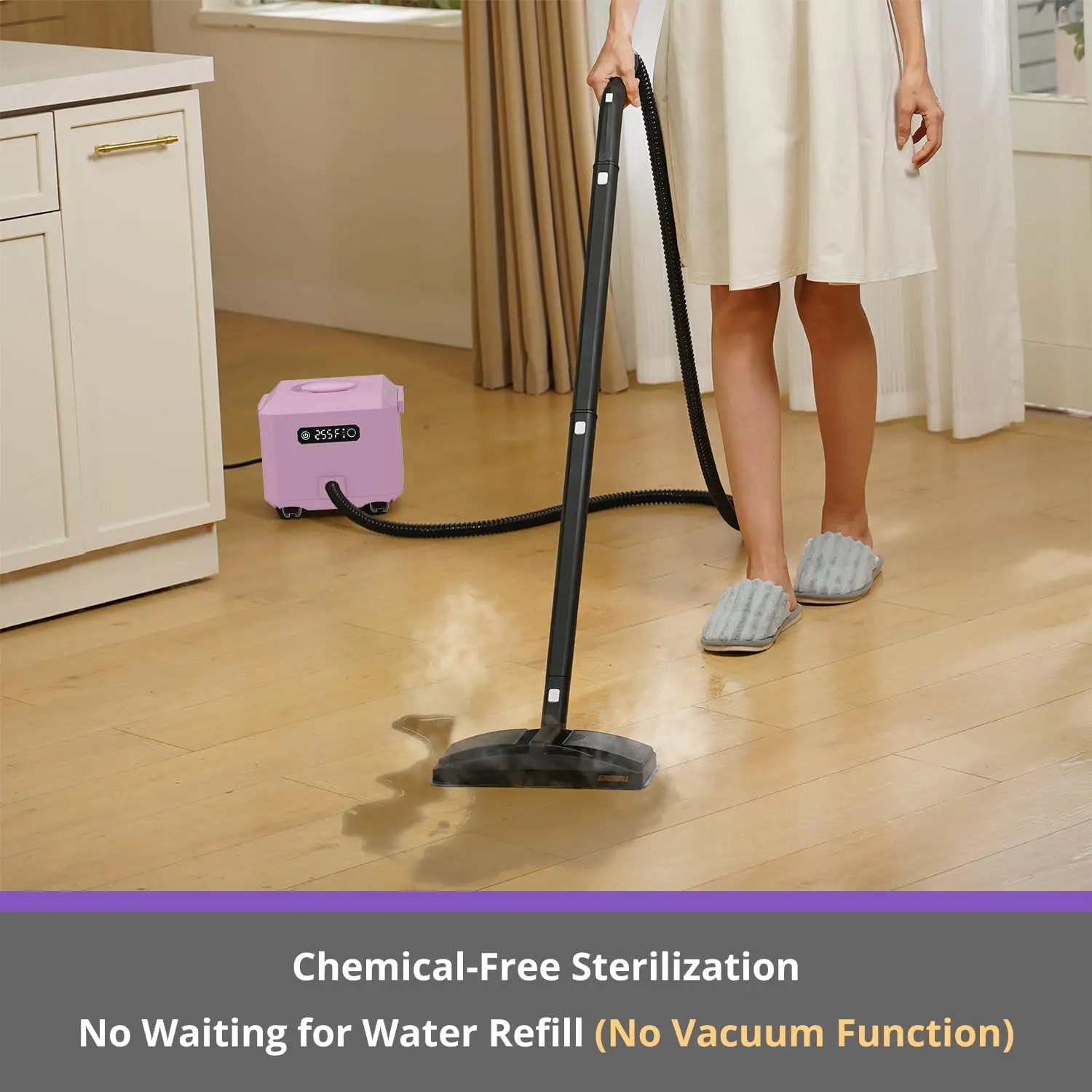 Cleaner: 50s Fast Heat-up Steamer for Home Hardwood Floor Bed Car Detailing Cleaning Pink