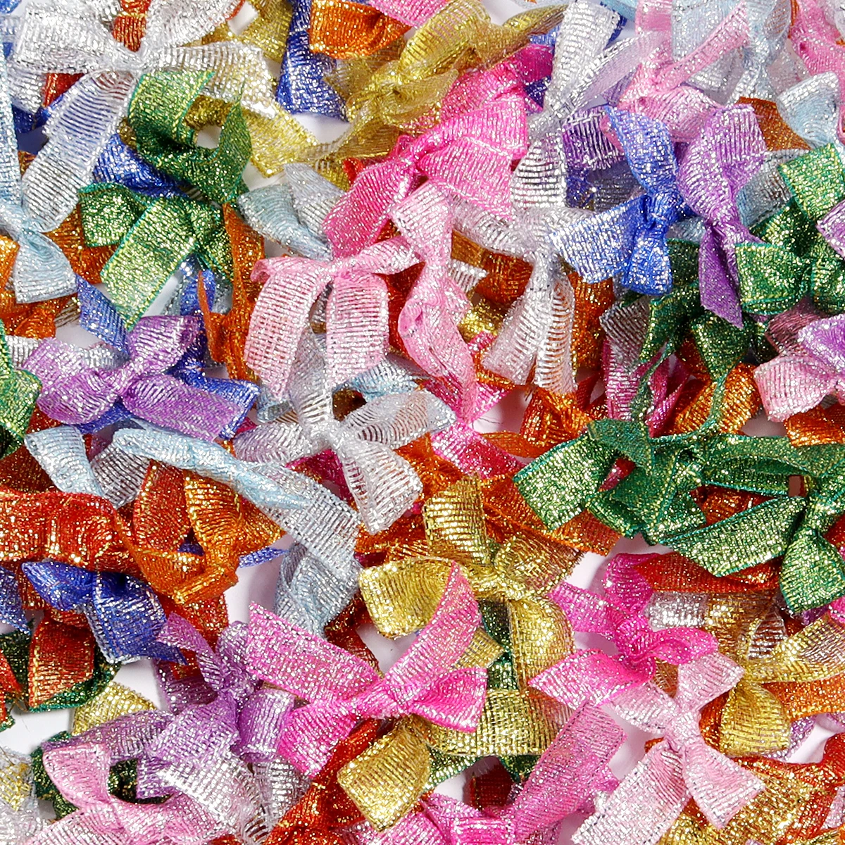 50pcs/lot of 4*3.5cm Glitter Satin Ribbon Bow Colorful Onion Bows For Wedding Party Gift Decor DIY Headwear Garment Accessorie