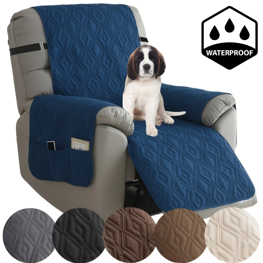 

Waterproof Recliner Chair Cover with Plaid Pattern - Polyester Pet Sofa Protector for Dogs, Washable Slipcover with Water-Resis