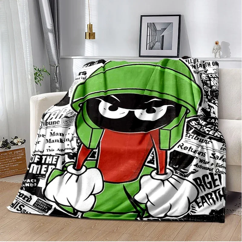 Marvin The Martian Animal Funny Throws Blanket Hiking Picnic Super Soft Quilt Bed Thermal Kawaii Flannel Blanket birthday gift