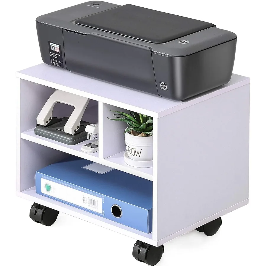 

Printer Stand on Wheels Mobile Under Desk Work Cart White