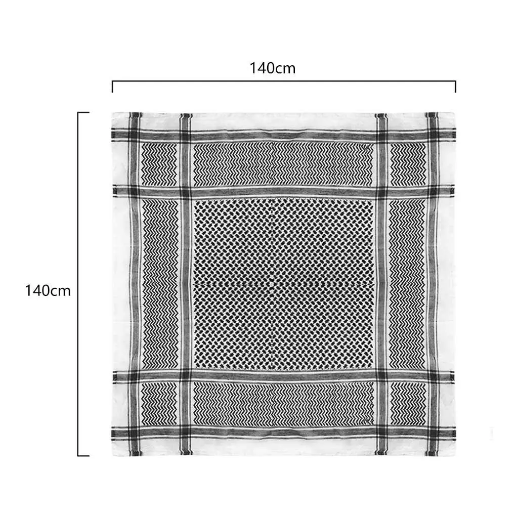 ผ้า kuffiyeh อาหรับ kafiya shemagh keffiyeh แบบตะวันออกผ้าแจ็คการ์ดแบบดั้งเดิมฮิญาบสำหรับผู้ชายและผู้หญิง