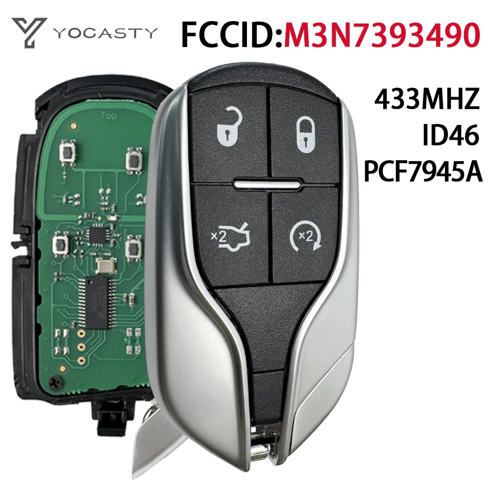 

YOCASTY FCC ID: M3N-7393490 Smart Remote Key Fob Replacement for Maserati Ghibli Quattroporte Levante 2014 - 2020 433MHZ 46 CHIP