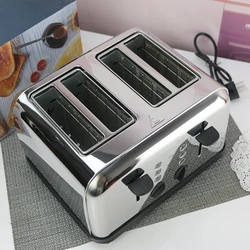 4slices Toaster Stainless Steel Automatic Toaster Electric Oven Toaster Breakfast Machine Baking Heating Bread Machine