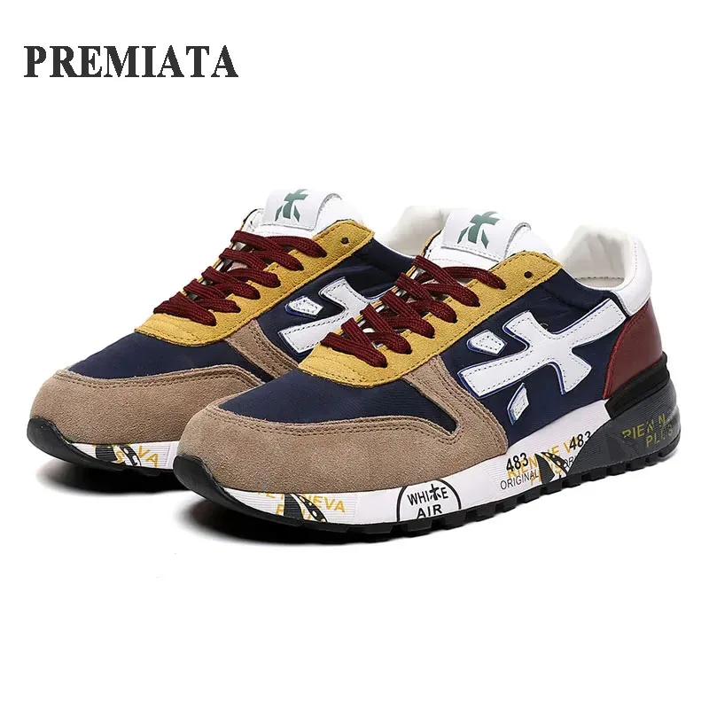 PREMIATA Men's Classic Retro Trendy Lace-up Casual Sports Shoes Fashion Simple Lightweight Breathable Cushioning Running Shoes