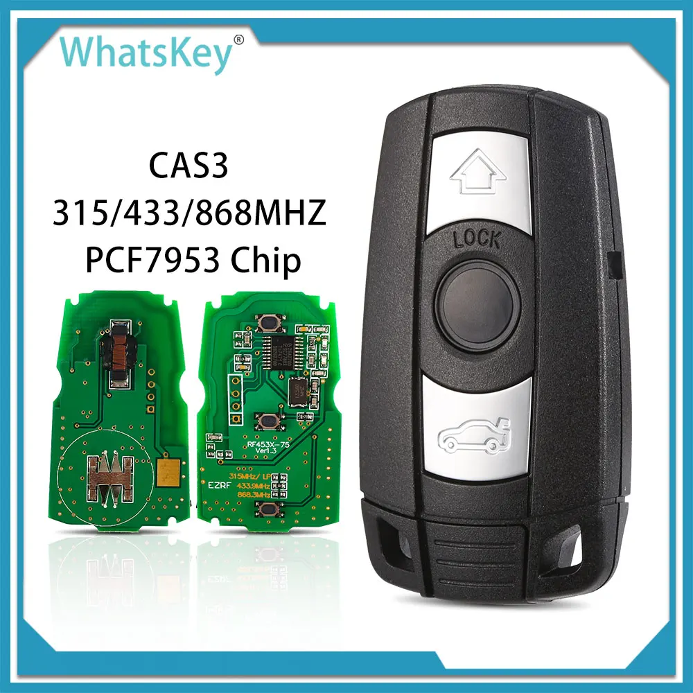 

WhatsKey Car Remote Key 315/433/868 Mhz Smart Card Key For BMW 1/3/5/7 Series CAS3 X5 X6 Z4 Auto Keyless Control PCF7953 Chip Ch