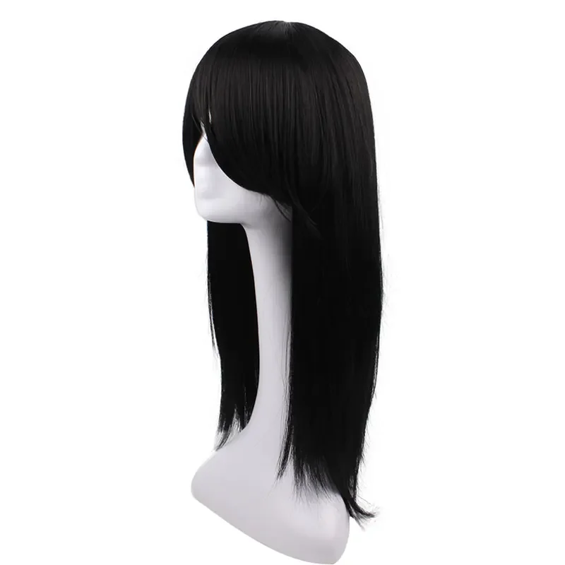 Anime Orochimaru Hyuga Neji negro recto largo pelo sintético flequillo completo fibra de alta temperatura Cospaly pelucas completas