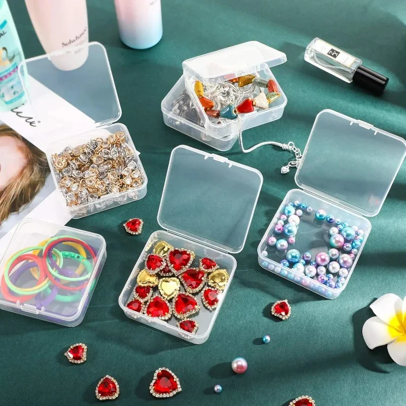 Mini Square Storage Box Transparent Plastic Box Portable Earring Jewelry Packaging Storage Small Box Container Jewelry Organizer