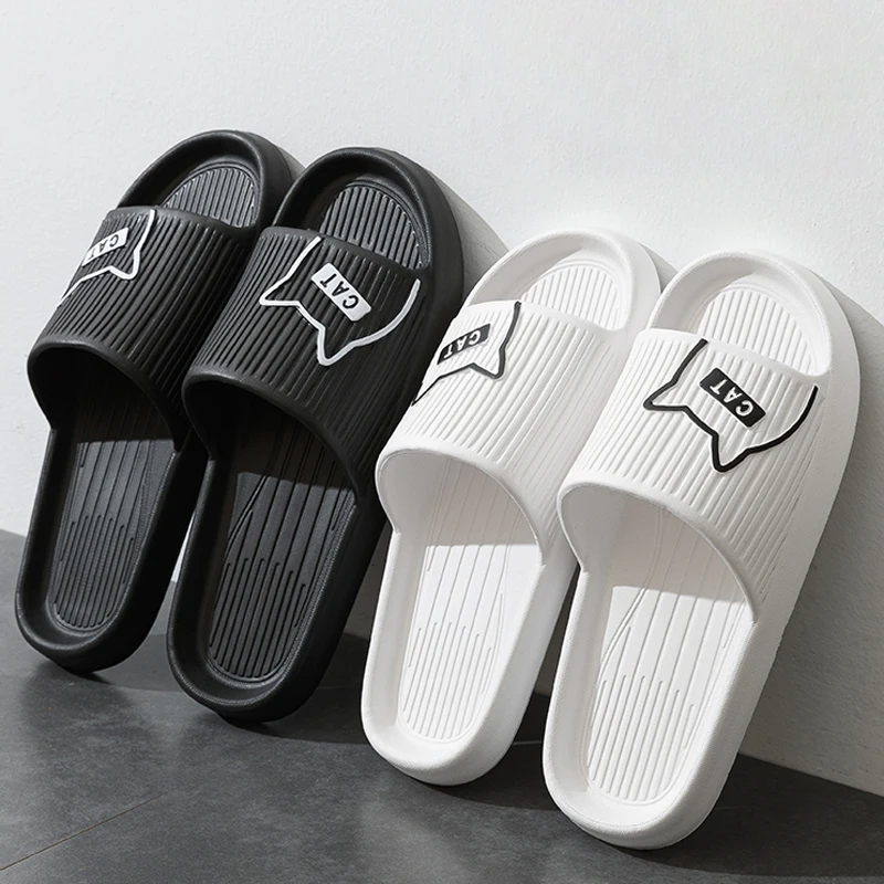 New Fashion Cartoon Couple Non-slip Flat Slides Summer Lithe Sandals For Women Men Slippers Ladies' Home Shoes Indoor Flip Flops