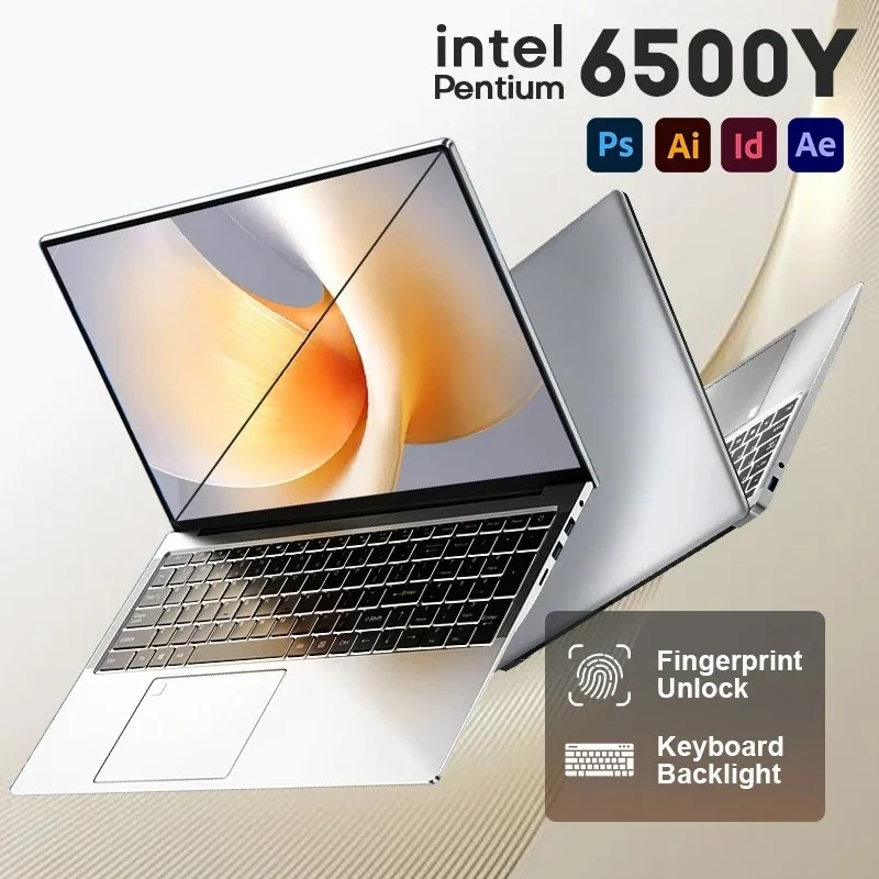 Large-Screen 15.6Inch Laptop 32GB RAM 2TB SSD Intel 6500Y Office Windows Notebook 5000mAh Gamer PC with Backlit Fingerprint