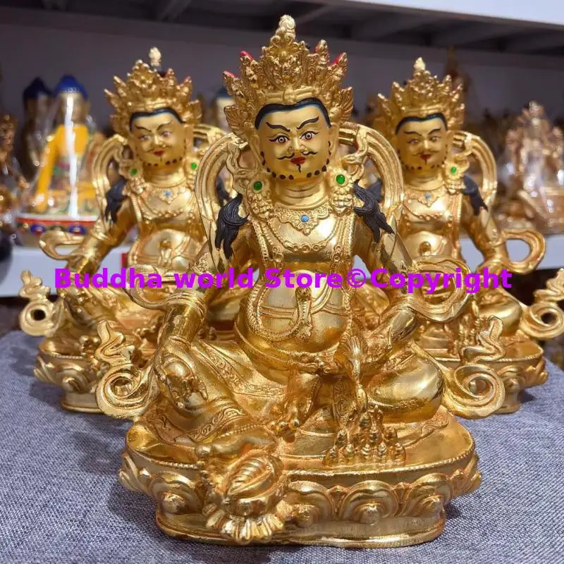 

20cm Asia Buddhism COPPER gilding Yellow Jambhala Buddha statue Mammon good luck God HOME Altar worship Effective protection