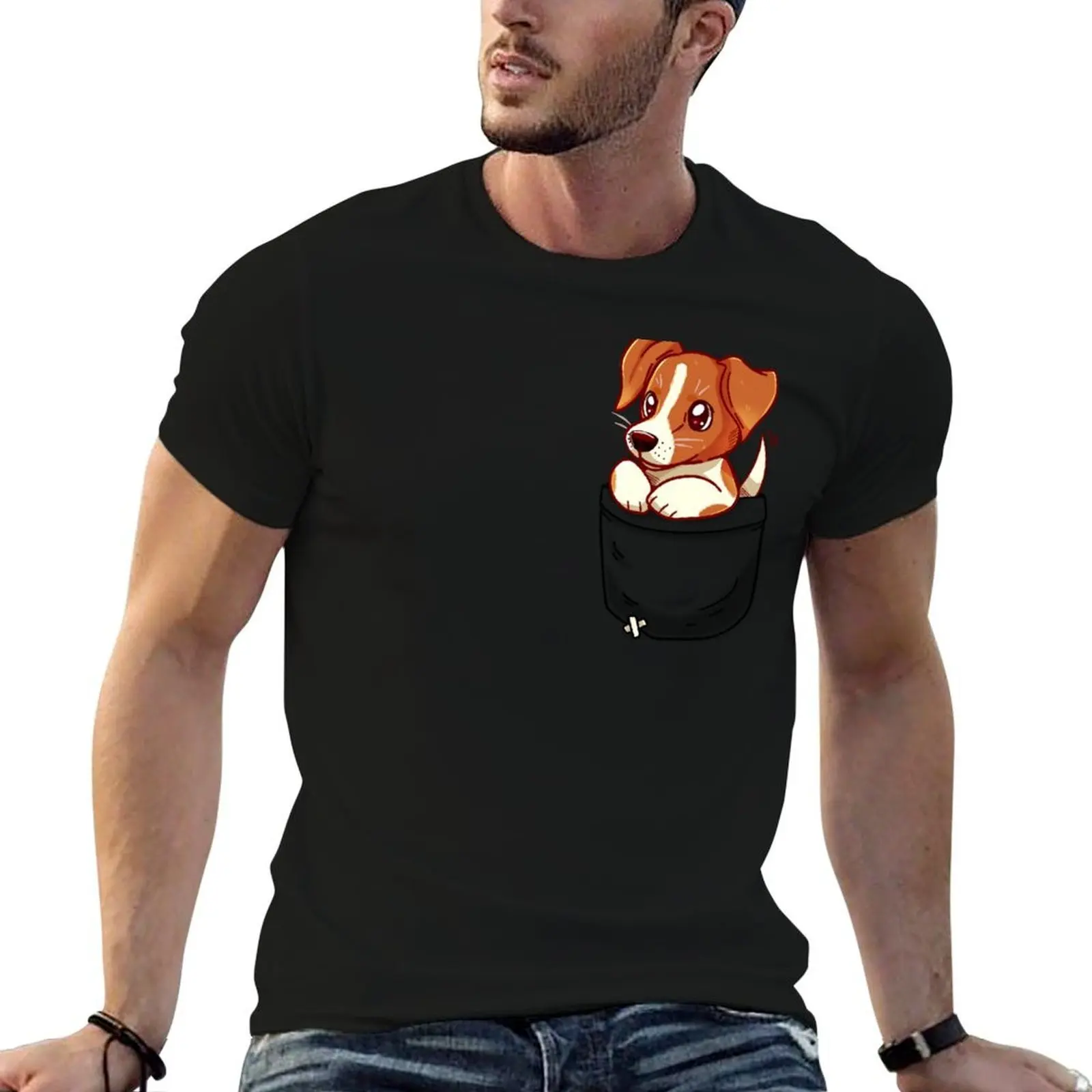 Pocket Cute Jack Russell Terrier T-Shirt graphics oversize t-shirts man shirts graphic tee men