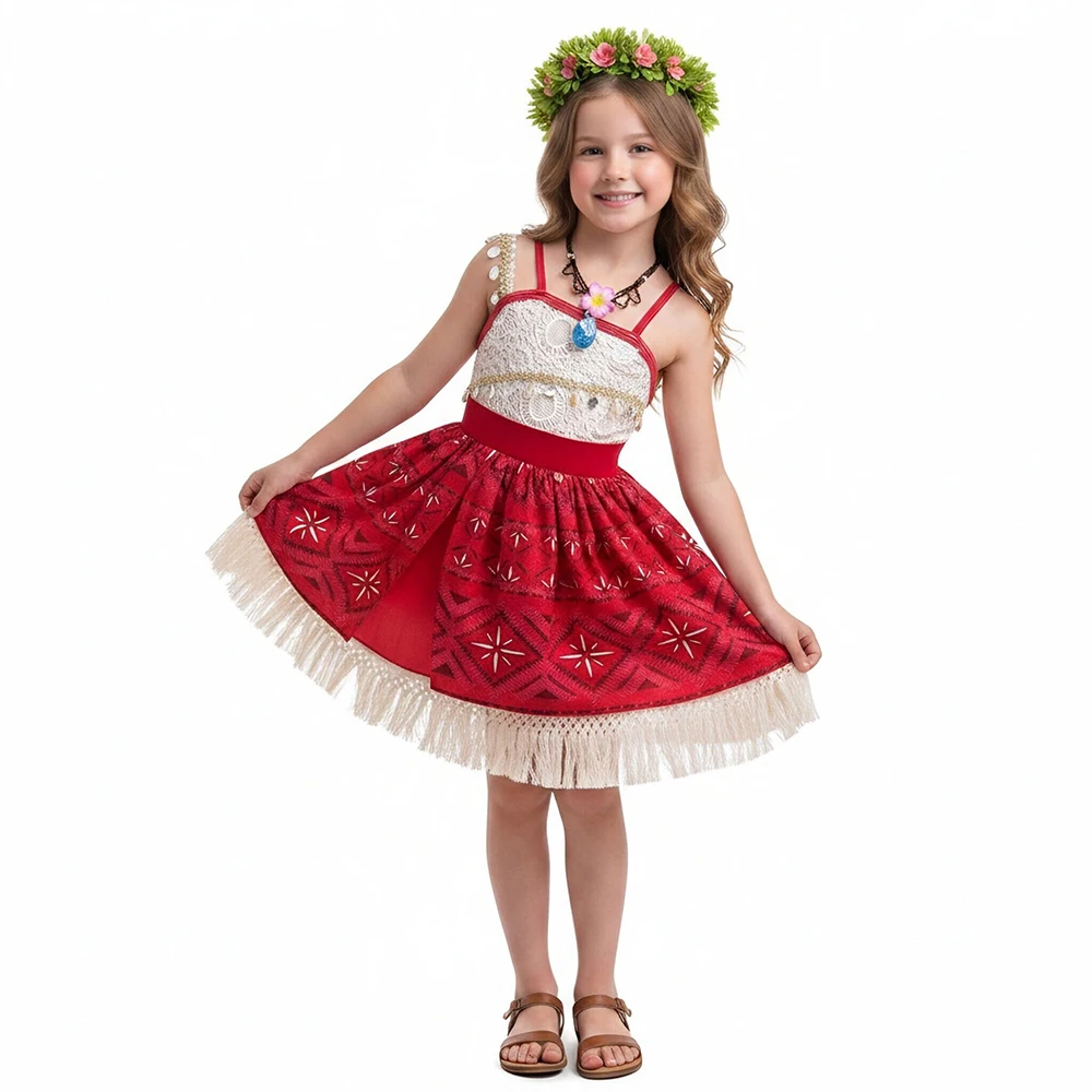 Girls Halloween Cosplay Movies Moana Ocean Adventure Dress Vaiana Princess Costume Kid Disguise Carnival Party Dress