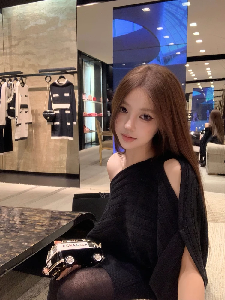 

Woppei Women's Knitted Sweater ow Sle Loose Fit Neline Design Slimming Casual Comfortable Warmth Long Sve Autumn Top