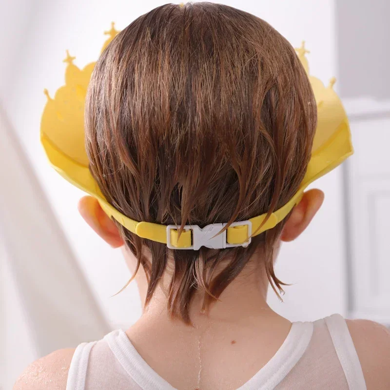 Children Shampoo Cap  Adjustable Size Crown Baby Shower Cap Cartoon Bath Visor Infant Hair Shield Ear Protection Waterproof