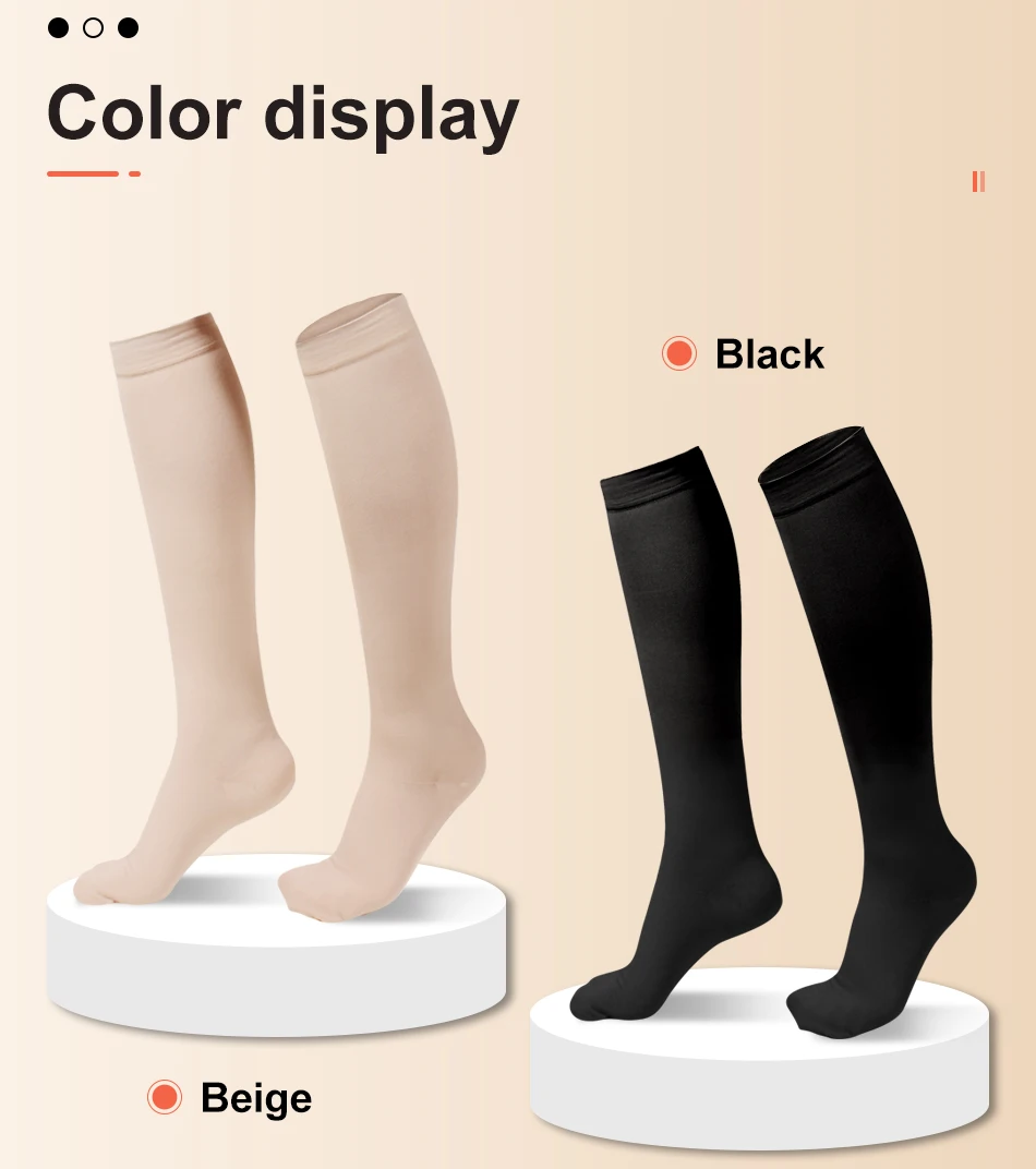 Legbeauty Plus Size Medizinischer kniehoher Kompressionsstrumpf für Herren und Damen, geschlossener Zehenbereich, Krampfadern-Socke, Wadenärmel, S-5XL, 15–20 mmHg – Detail 3