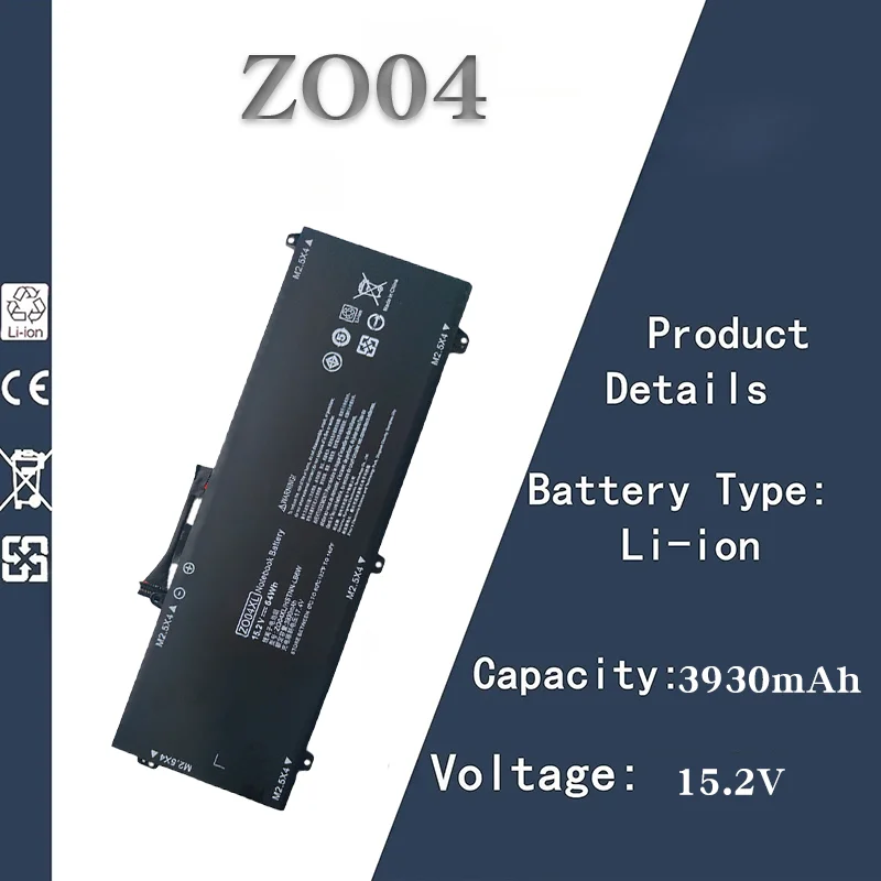 

Replacement Battery for HP ZO04XL Compatible with ZBook Studio G3/G4, HSTNN-LB6W, HSN-C02C 15.2V 3930mAh High-Performance Power